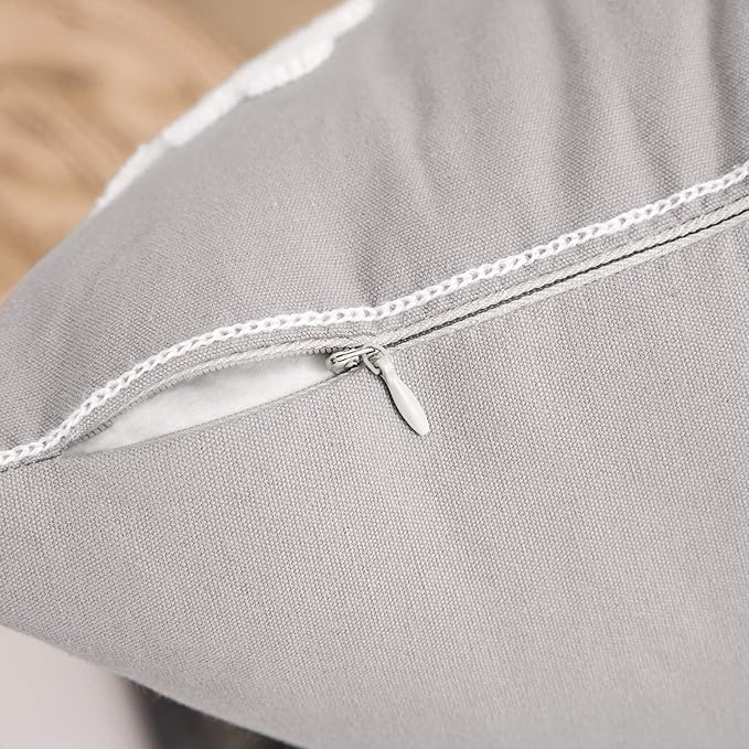 MIULEE Pack of 2 Christmas Decorative Snowflake Throw Pillow Covers Canvas Embroidery Winter Cushion Cases Holiday Decor Soft Pillowcases for Winter Couch Sofa Bedroom Car（Grey, 16x16in）