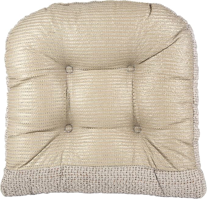 Klear Vu Gripper Overstuffed Universal Non-Slip Dining Chair Cushions for Kitchen Decor or Office Use, U-Shaped Skid-Proof Seat Pad, 17x17 Inches, 2 Count (Pack of 1), Honeycomb Graystone