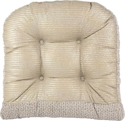 Klear Vu Gripper Overstuffed Universal Non-Slip Dining Chair Cushions for Kitchen Decor or Office Use, U-Shaped Skid-Proof Seat Pad, 17x17 Inches, 2 Count (Pack of 1), Honeycomb Graystone