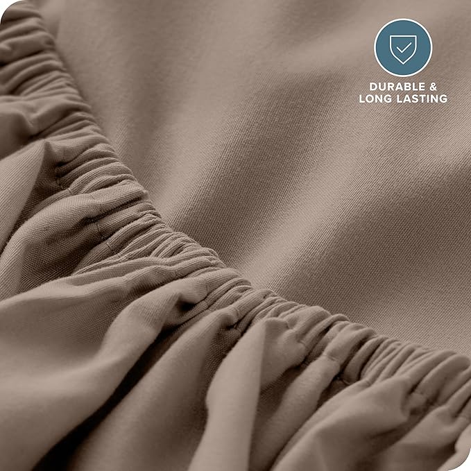 Bare Home Fitted Bottom Sheet Twin Size - Premium 1800 Microfiber - Ultra-Soft Hotel Luxury - Deep Pocket - Durable and Long Lasting (Twin, Taupe)