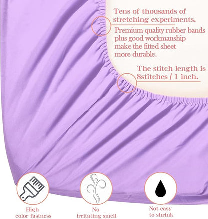 NTBAY Toddler Bedding Set - 4 Piece Soft and Breathable Crib Bedding Set for Boys and Girls, Includes Quilted Comforter, Fitted Sheet, Flat Top Sheet and Envelope Pillowcase, Lavender