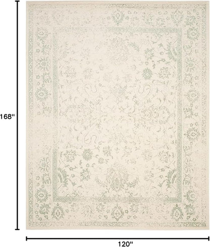 SAFAVIEH Area Rug 10x14 - Adirondack Collection - Large - Ivory & Sage, Distressed Vintage Floral Design, Non-Shedding & Easy to Clean, Ideal for Living Room, Bedroom, Dining Space (ADR109V)