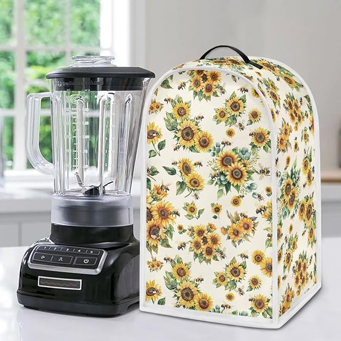 Talayituse Sunflower Bee Print Blender Dust Cover, Fingerprint Protection Cover for Stand Mixer or Coffee Machine, Home Kitchen Appliance Covers for Stain Dust Resistant Supplies