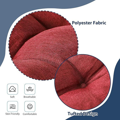 Chair Cushions for Dining Chairs, Seat Cushions for Kitchen Chairs, Indoor Seat Cushions with Ties, Tufted Foam Chair Pads, Non Slip Chair Cushions Set of 6, 15.5" x 15.5" x 4", Red