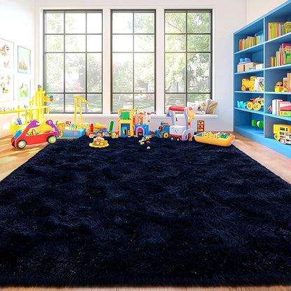 Area Rugs for Living Room, Soft Shaggy Carpets for Living Room, Fuzzy Rugs for Kids' Room, Perfect Decor for Modern Home Navy Blue 4x6 Feet