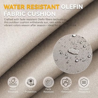 Outdoor Cushion Set for Furniture Patio Furniture, UV Resistant, Water Resistant - 6 Inch Thick Foam Garden Cushions – 22x24 Inch Patio Seat Covers for Chair/Sofa/Couch | Beige | 7-Pack |