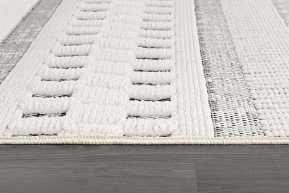 Beverly Rug Micro Loop Area Rug Gray/White 9x12 Geometric Modern Scandinavian Striped Durable Soft Indoor Rugs for Living Dining Room Office Stain Resistant Non Shedding Casual Indoor Carpet 9 x 12