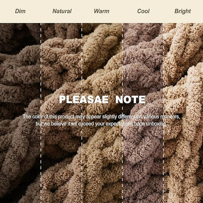 Battilo Beige Chunky Knit Throw Blanket for Couch, Super Soft Thick Warm Cable Knitted Blanket, Khaki Chenille Throw Taupe Blankets for Bed,Sofa, Living Room, 50"x60"