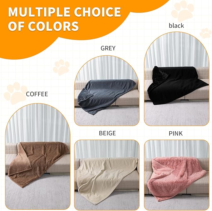 Pink Faux Fur Pet Throw Blankets Waterproof Cozy Calming Dog Blanket for Couch Cover Love Bed Cover Washable(Pink,XS)