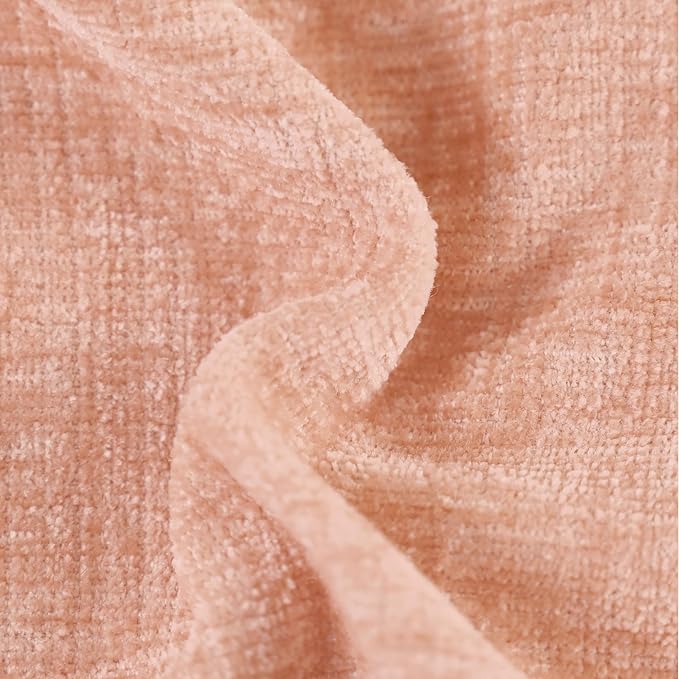 CaliTime Throw Pillow Covers Decorative 22 X 22 Inches Pack of 2 Cozy Solid Dyed Soft Chenille Cushion Cases with Pom Poms for Couch Sofa Bed Living Room Home Dusty Pink