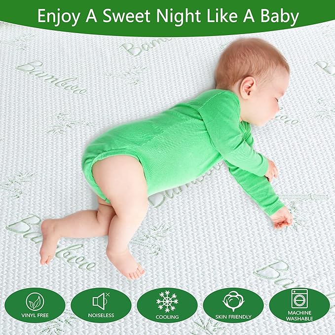 GOONIK King Mattress Protector, Breathable Bamboo Viscose Waterproof King Size Mattress Pad Cover with 6-18 inches Deep Pocket