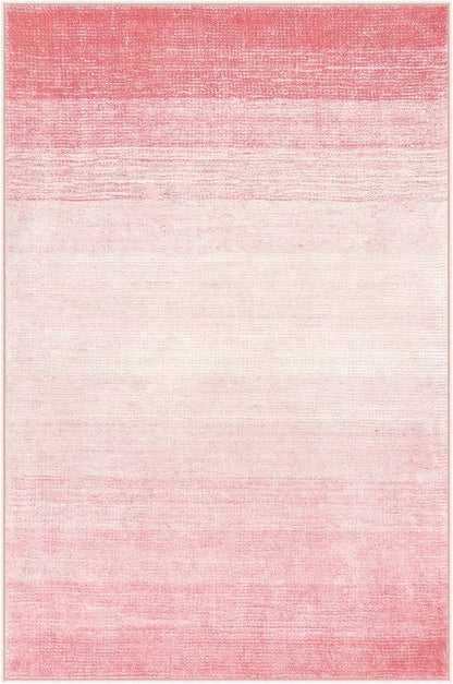 Wonnitar Pink Washable 4x6 Rug, Modern Ombre Rugs for Girls Bedroom, Soft Non-Slip Nursery Area Rug, Contemporary Non-Shed Kids Room Low Pile Throw Carpet for Dorm Playroom Living Room (Pink, 4'x6')
