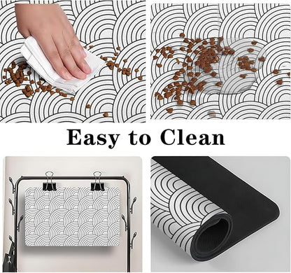 Dog Food Mat for Floors, Absorbent and Quick-Drying Pet Cat Food Mat,Anti-Fouling and Easy-to-Clean Pet Feeding Mat,Dog Bowl Mats for Messy Drinking Water Bowls.17x32inch Boho Style