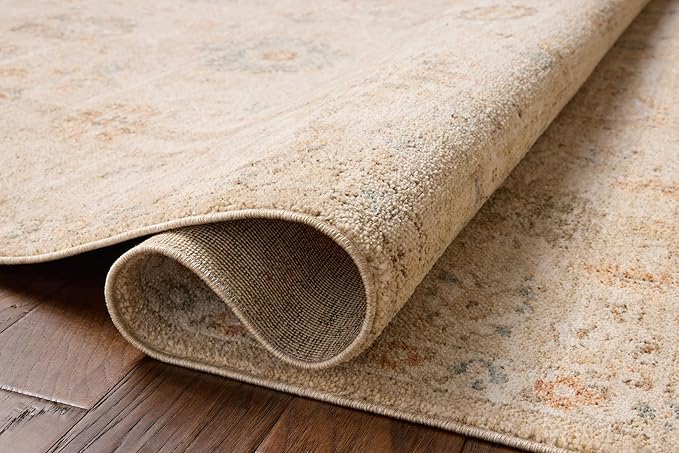 Loloi Chris Loves Julia Palma Collection PLM-11 Natural/Multi 3'-6" x 5'-6" Fringe Accent Rug Vintage Style Boho Living Room Bedroom Carpet