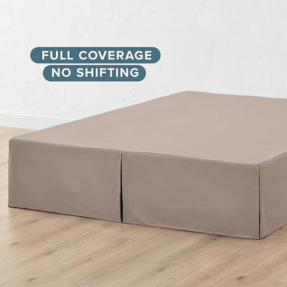 Bare Home California King Bed Skirt - 15-Inch Tailored Drop Easy Fit - Bed Skirt for Cal King Beds - Center & Corner Pleats (Cal King, Taupe)