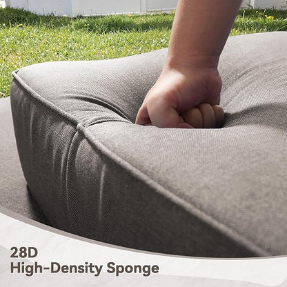 Luxury 6" Outdoor Cushions for Patio Furniture, 24x24x6" Thick Seat Cushion Set of 2, Fade Resistant Couch Chair Replacement Cushions High Density Deep Wicker Chair Cushion w/ Removable Cover Gray