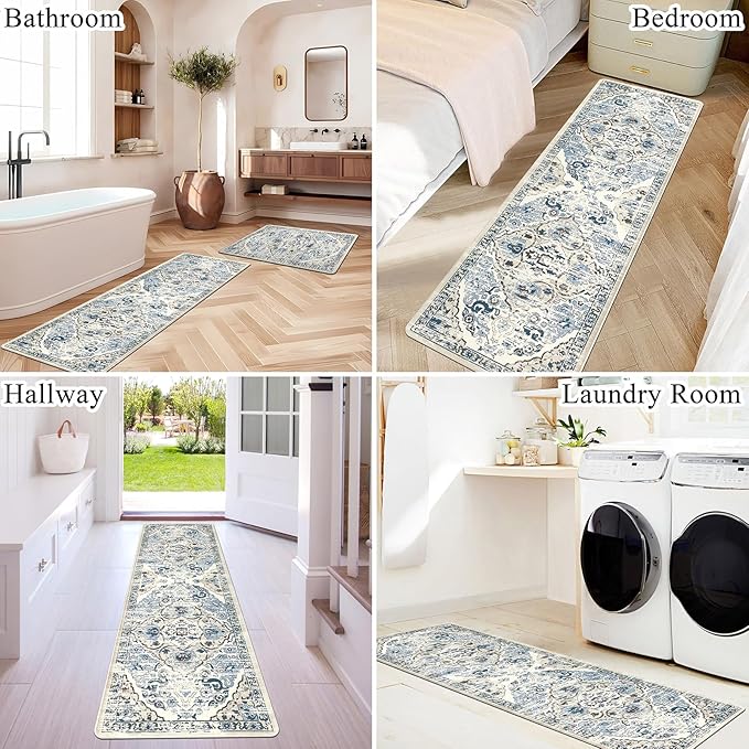 Ileading Anti Fatigue Kitchen Rugs Sets of 2 Cushioned Kitchen Mats for Floor Waterproof Kitchen Mat Set Non Slip Comfort Standing Mat for Kitchen, Office, Sink, Laundry
