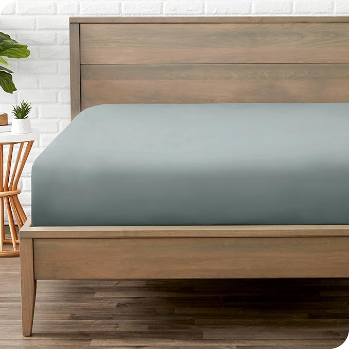 Bare Home Fitted Bottom Sheet Queen Size - Premium 1800 Microfiber - Ultra-Soft Hotel Luxury - Deep Pocket - Durable and Long Lasting (Queen, Sea Spray)