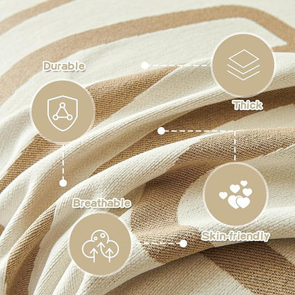 MEETSKY Washable Sofa Cover Boho Geometric Line Chenille Couch Cover for 2 Cushion L Shape Sofa Recliner Sofa Slipcovers with Tassel Thick Couch Protector for Home Decor, 71" x 118", Khaki