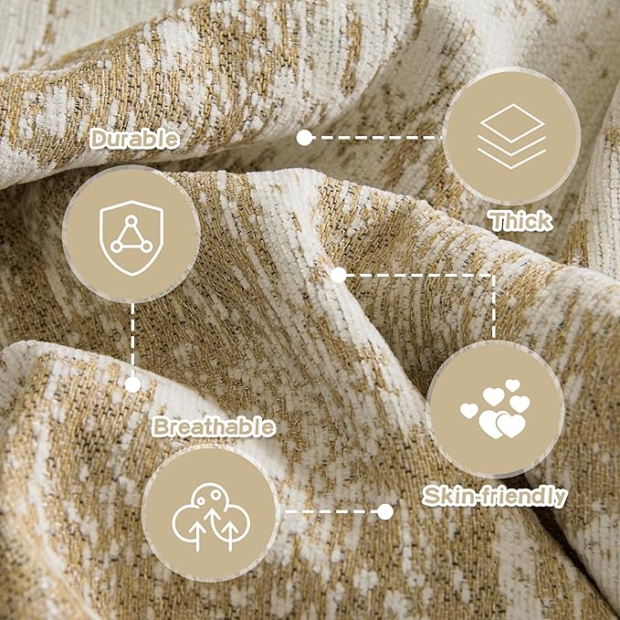 MEETSKY Couch Cover Sofa Cover Washable, Chenille Abstract Geometric Boho Sofa Covers for 2 Cushion Couch Sofa, Sofa Slipcover Love seat Pet Couch Covers for Sectional Sofa, 71" x 118", Khaki