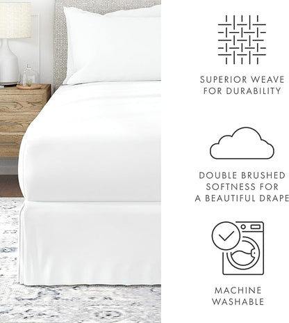 Linen Market Bed Skirt - Ultra Soft Microfiber - Easy Fit with 14 Inch Tailored Drop - Hotel Quality, Shrinkage & Fade Resistant - Bed Cover - Twin Bed Skirts - Bedroom Décor - (Twin, White)