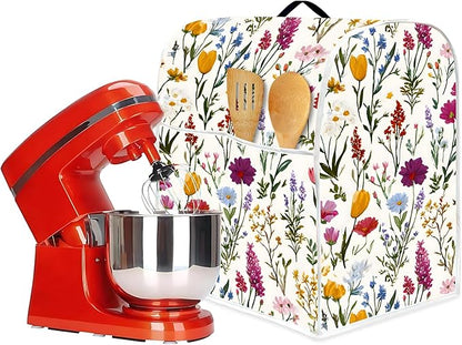 Mixer Dust Cover for 6-8 Qt Stand Mixer, Cloth Cover with 2 Storage Pockets for Stand Mixer Protective Covers Large for 6-8 Quart Mixer