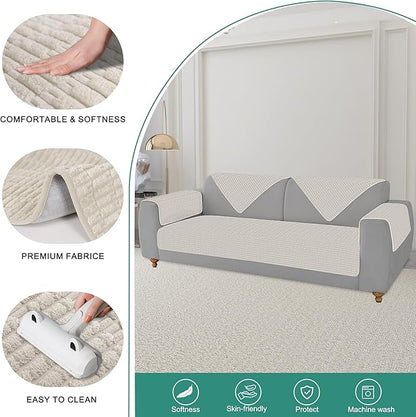 Foxdecor Couch Arm Covers Sofa Arm Covers, Arm Chair Covers Set of 2, Non-Slip Chair Arm Covers, Arm Rest Cover for Sofa, Armchair Slipcovers Couch Protector (Cream 26x26 inch)
