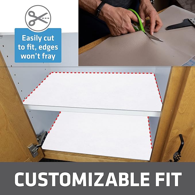 Drymate Premium Luxury Shelf & Drawer Liner, Thick Cushioned Fabric, Non-Adhesive, Absorbent, Waterproof, Slip-Resistant, Liners for Kitchen Cabinets, Cupboards (USA Made)(12”x59”)(2-Pack)(White)