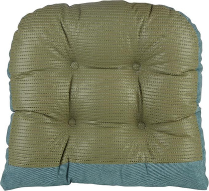 Klear Vu Gripper Overstuffed Universal Non-Slip Dining Chair Cushions for Kitchen Decor or Office Use, U-Shaped Skid-Proof Seat Pad, 17x17 Inches, 2 Count (Pack of 1), Linear Marine Blue