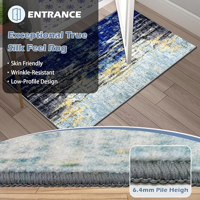Runner Rug Washable 2x57 FT, Non Slip Rubber Backing Abstract Carpet, Soft Area Rugs for Bedroom Kitchen Hallway Entryway Bathroom, Customized