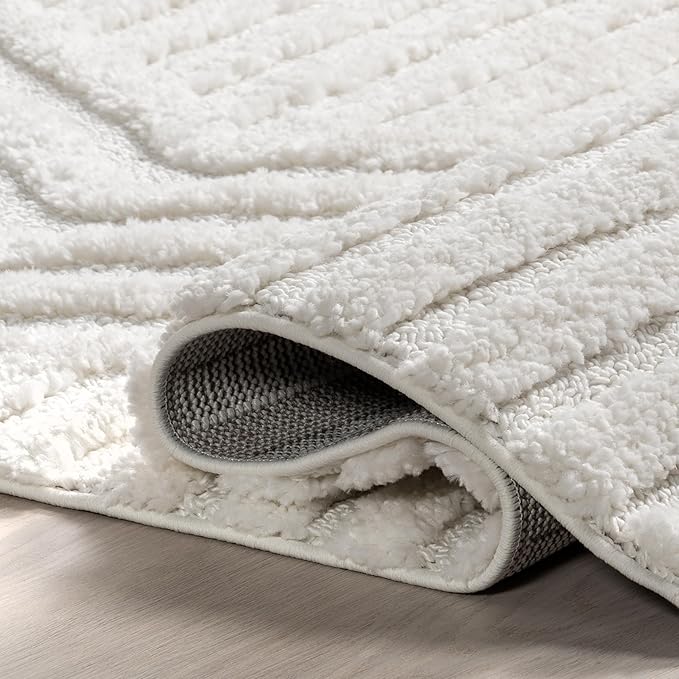 nuLOOM Risette Ivory, 8' Round, Geometric, Soft and Textured, High Traffic, Stain Resistant, Easy Clean, Durable Area Rug for Bedroom, Living Room, Dining Space, Den, Foyer, Entryway