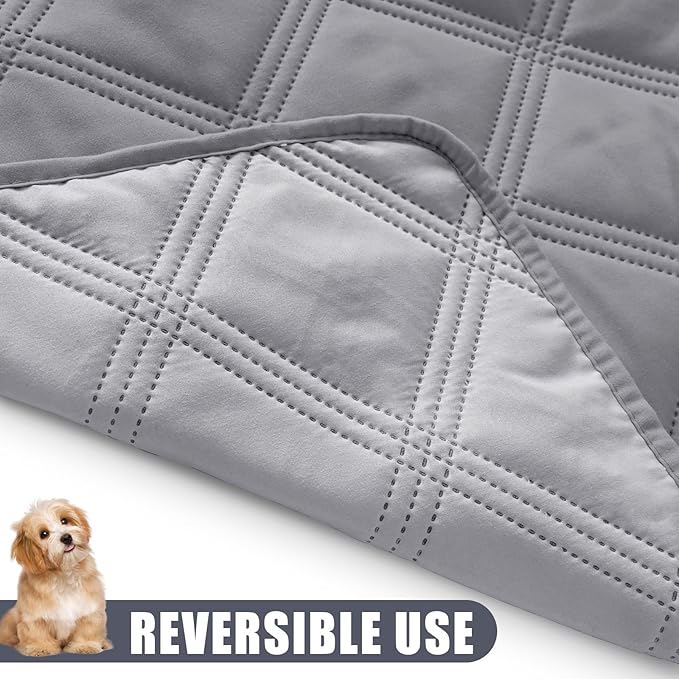 Smiry Waterproof Dog Bed Cover Blanket 40x80, Soft Reversible Pet Blanket, Washable Leakproof Cats Dogs Couch Cover for Sofa, Couch, Furniture, Lattice, Grey/Light Grey