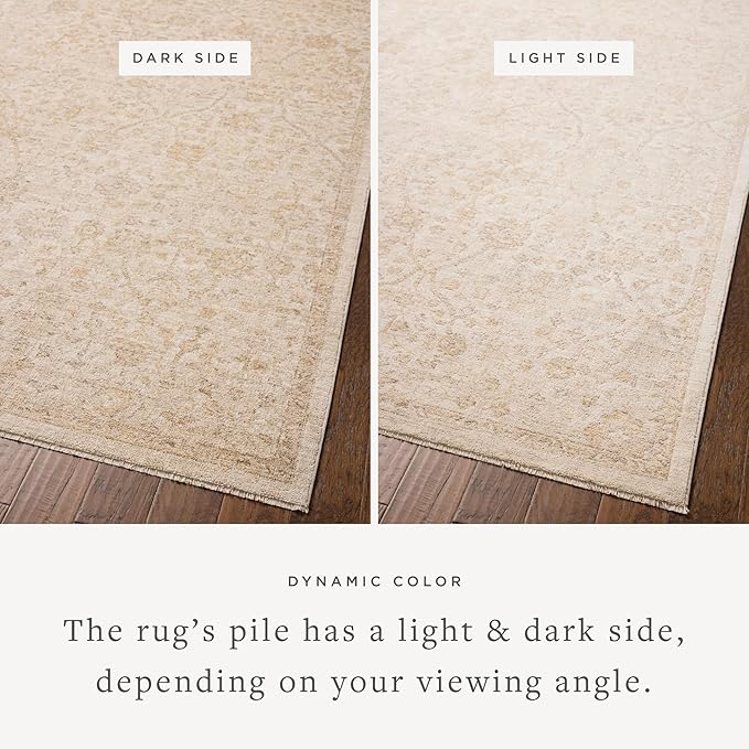 Loloi Chris Loves Julia Palma Collection PLM-01 Ivory/Sand 2'-7" x 12'-0" Fringe Runner Rug Vintage Style Boho Living Room Bedroom Carpet