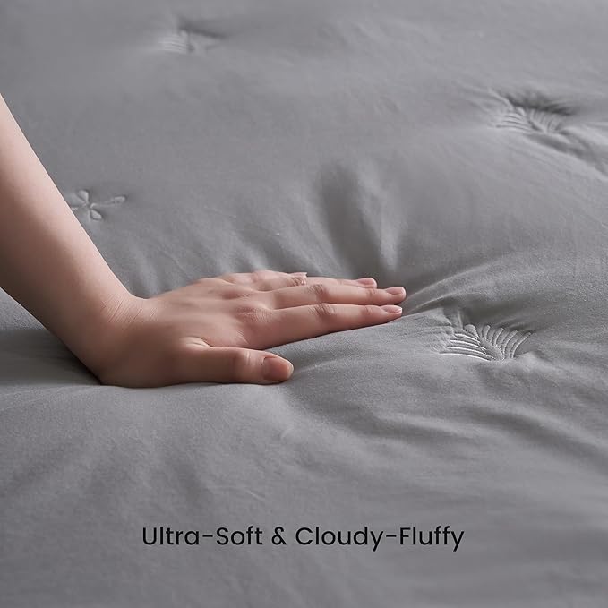 Simple&Opulence Cooling Quilted Mattress Pad – Fitted Sheet Mattress Protector Cover with Elastic Corners, Soft & Breathable, 16 Inch Deep Pocket (Dark Grey,King)