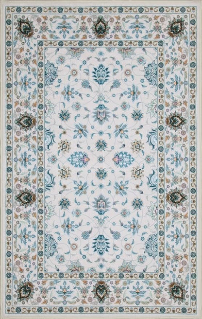 WILLSUN Washable Area Rugs, 4x6 Non-Slip Boho Large Area Rugs for Living Room, Bedroom, Machine Washable Vintage Rug, Indoor Floral Print Carpet for Home Decor, Kid & Pet Friendly Mat