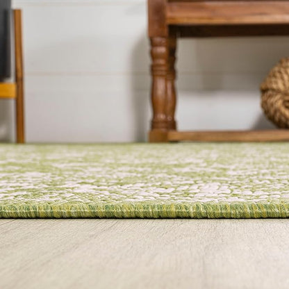 JONATHAN Y Weave Floral Indoor Outdoor Area Rug 3X5 Green/Cream, Tela Bohemian Textured for Backyard, Patio, Porch, Easy-Cleaning, High Traffic, Pet-Friendly, Non-Shedding (SMB100D-3)