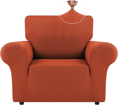 LURKA Stretch Chair Sofa Slipcovers 1 Piece Couch Covers for Sofa Furniture Protector Full Sofa Covers with Elastic Bottom for Kids and Dog (Small, Pumpkin)