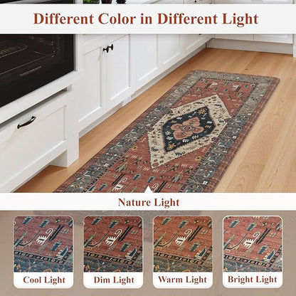 KIMODE Farmhouse Kitchen Mats,Anti Fatigue Kitchen Rugs Sets of 2, Non Slip Waterproof Kitchen Floor Mats, Ergonomic Cushioned Comfort Standing Mat for Laundry, Office, Sink,Desk,Red
