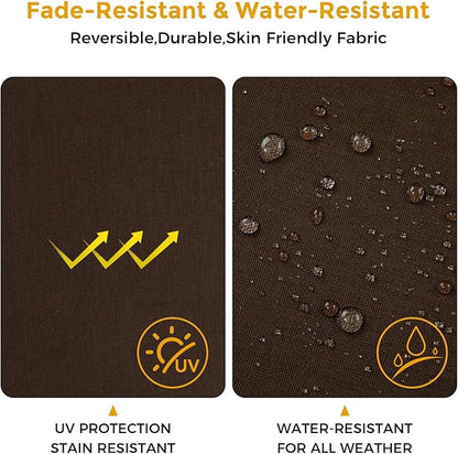 Outdoor Chair Cushions Set of 2,Patio Seat Cushion 17"x16"x2",U-Shaped Dining Chair Cushion 17 by 16 Inch,Water Resistant,Fade-Resistant Chair Pads for Kitchen Garden Furniture(Chocolate Brown)