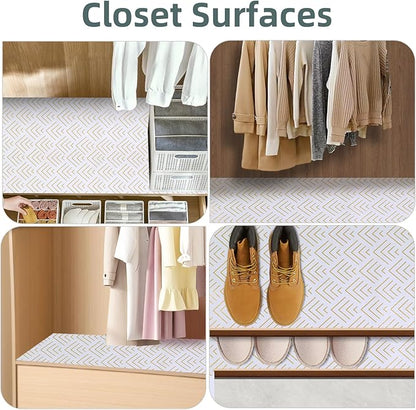 Shelf Liner for Kitchen Cabinets Non Adhesive Drawer Liner Gold Arrow Non-Slip Thickened Shelf Liner Paper Strong Easy to Clean for Tool Box Refrigerator with Knife and Tape Measure 12 inche x 20 feet