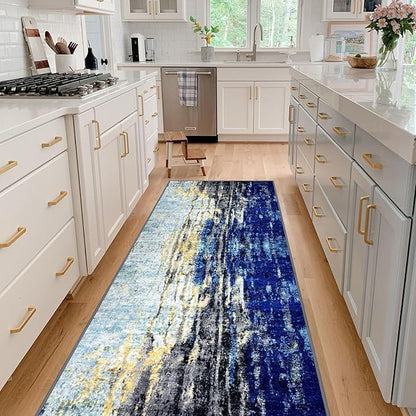 Runner Rug Washable 2x74 FT, Non Slip Rubber Backing Abstract Carpet, Soft Area Rugs for Bedroom Kitchen Hallway Entryway Bathroom, Customized
