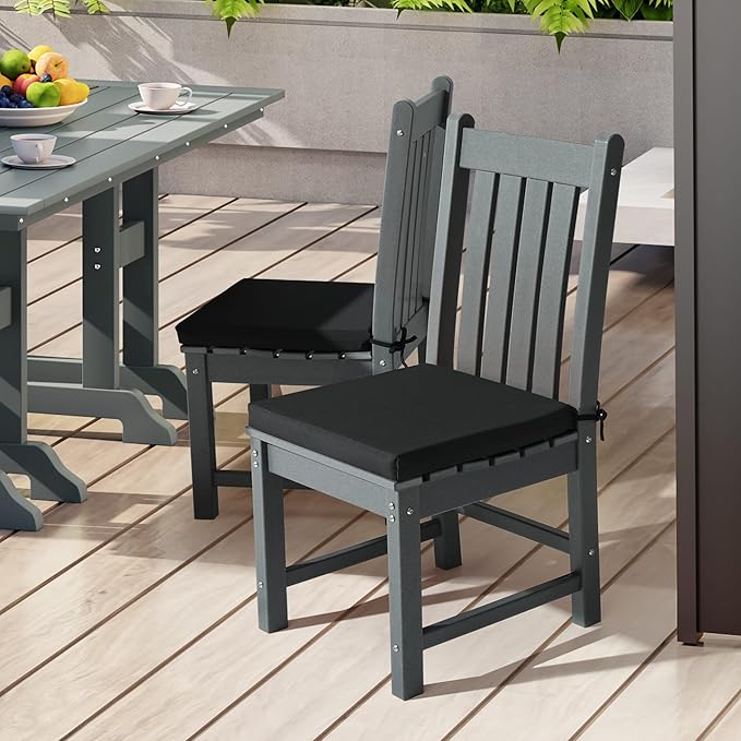 WestinTrends Solace Outdoor Patio Kitchen Dining Chair Square Seat Cushions Set of 4, 19 x 18, Black