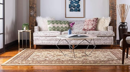 Unique Loom Voyage Collection Traditional Oriental Classic Intricate Design Area Rug (10' 6 x 16' 5 Rectangular, Ivory/Gold)