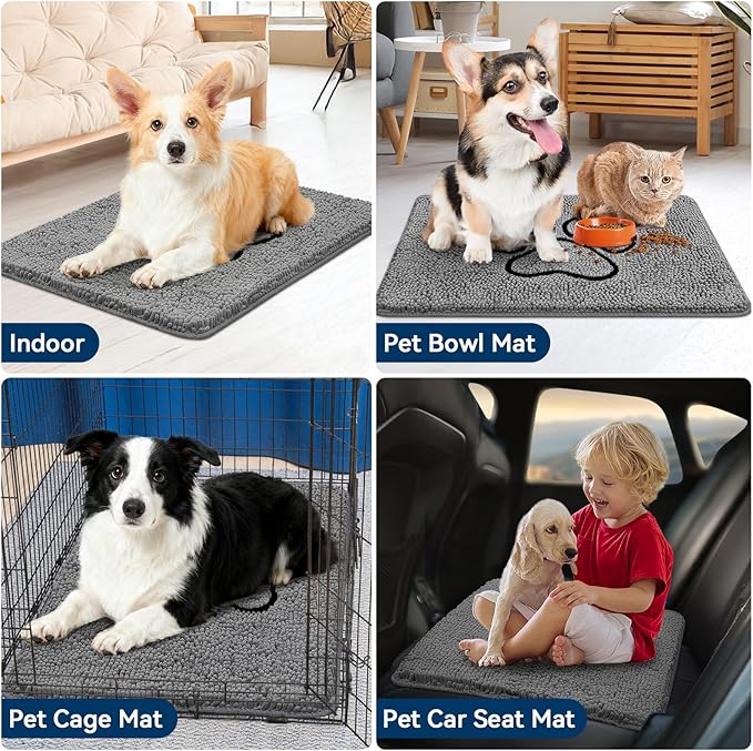 Bcoimo Super Absorbent Dog Door Mat, 36"*24" Anti Slip Mat for Muddy Paws, Pet Rugs for Dirty Paws Washable That Absorbs Moisture and Dirt, for Dog Cage and Pet Resting Carpet