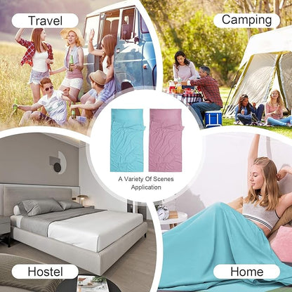 Sleeping Bag Liner,Travel Sheet & Adult Sleep Sack, Camping Sheets Travel Sleep Sack for Backpacking,Hotels & Hostels -Lightweight Single &Double Travel Sheet Camping Sheets