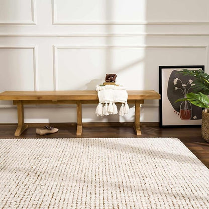 Hauteloom Keita Contemporary Mosaic Area Rug - High Pile Fluffy Soft Shag Rug for Living Room, Bedroom, Dining Room - Cream, Brown - 8'10"12