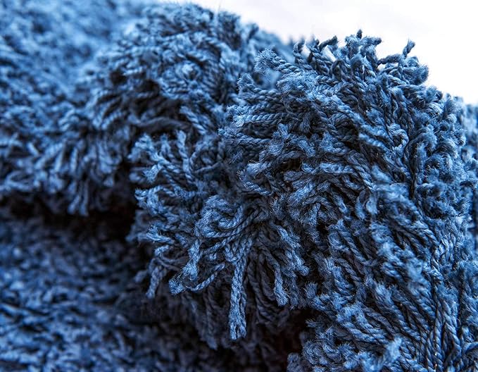 Unique Loom Solid Shag Collection Area Rug (8' Round Sapphire Blue/Navy Blue)