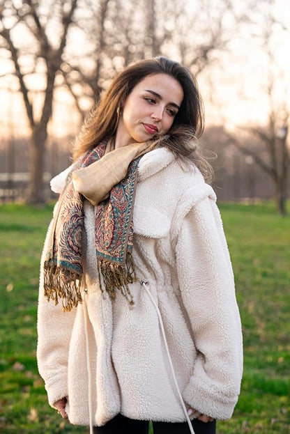 Achillea Big Paisley Pashmina Shawl Wrap for Women – Elegant Scarf for Weddings, Evening Dresses, Festivals & Daily Wear