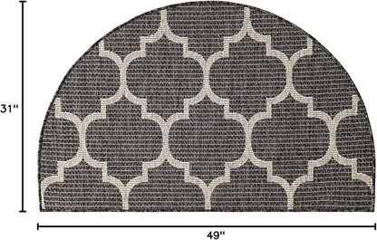 Unique Loom Outdoor Trellis Collection Area Rug (2' 7" x 4' 1" Hearth Black/Ivory)