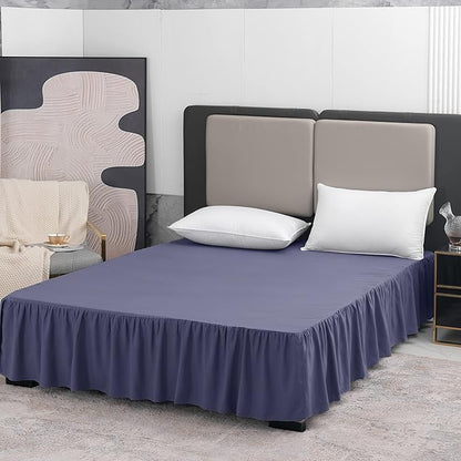 TSUTOMI Navy Blue Bed Skirt King Size Ruffled Bed Skirt with Split Corners, King Bed Skirt 18 Inch Drop, King Size Bed Skirt Navy Blue for Ruffled Bed Skirt with Split Corners, Bed Skirt King Size